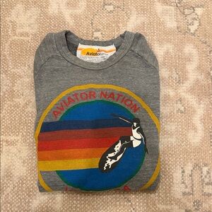 Aviator Nation Gray Sweatshirt with Rainbow Graphic